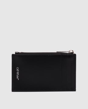 Off-White Черный кожаный картхолдер Jitney OWND047C99LEA001