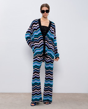 Missoni Сині штани кльош з вовною у візерунок DS24WI01BK036W