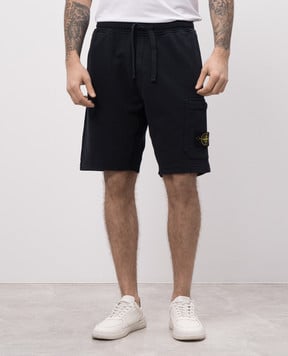 Stone Island Сині шорти-карго з патчем з емблемою логотипа K1S156200012S0051