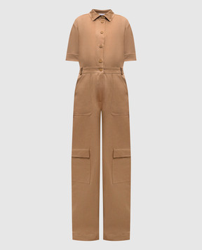 Max Mara Бежевый комбинезон FILIPPO со вставками из кожи FILIPPO