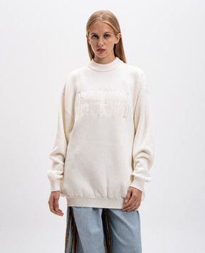 Vetements Белый свитер из шерсти мериноса с вышивкой логотипа. UA65KN300W