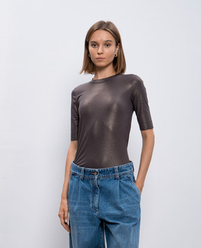Brunello Cucinelli Коричневий топ з ланцюжком моніль MG922EF210