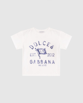 Dolce&Gabbana Детская белая футболка с принтом логотипа DG L1JTEYG7OIH