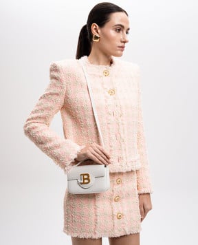Balmain Белая кожаная сумка кросс-боди B-Buzz с монограммой логотипа EN1DG811LPOS