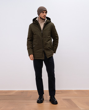 Cashmere&Whiskey Зеленая стеганная куртка с гравировкой монограммы логотипа. CWSS24004