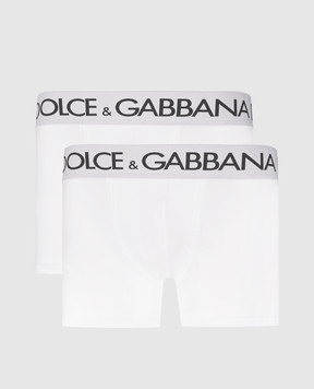 Dolce&Gabbana Набір білих трусів-боксерів з візерунком логотипа M9D70JONN97