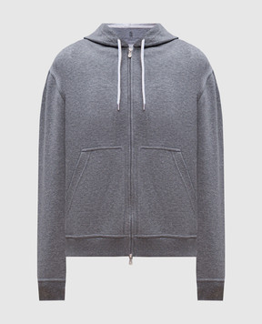 Brunello Cucinelli Серая меланжевая спортивная куртка с кашемиром и шелком. MM8319069G