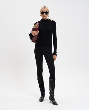 Balmain Чорний джемпер в рубчик з кашеміру та вовни FF0KD095KJ17