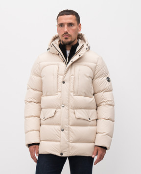 Stefano Ricci Бежевий пуховик з фактурним логотипом M6J5400090PL002Q