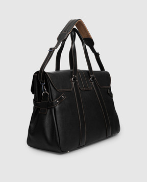 Brunello Cucinelli Чорна шкіряна дорожня сумка Weekender Country з логотипом MBZIBU429