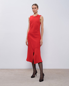 Christian Dior Червона сукня міді із шовку та вовни з розрізом 6C21630A1726