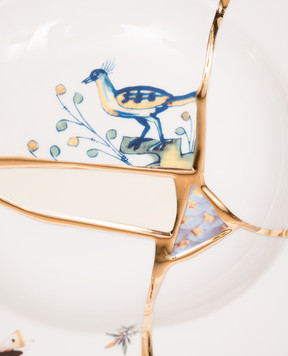 SELETTI Біла порцелянова супова тарілка Kintsugi з позолотою 24 карат 09621