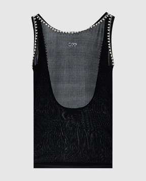 Off-White Черный топ с открытой спиной с кристаллами и бусинами OWAD258F24JER001