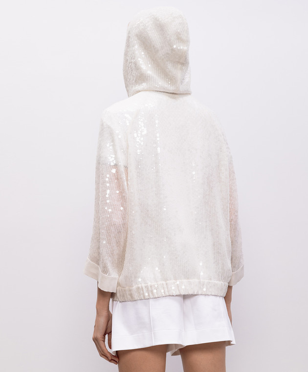 Brunello Cucinelli Белая спортивная куртка из шелка с пайетками MF940SM926 изображение 4