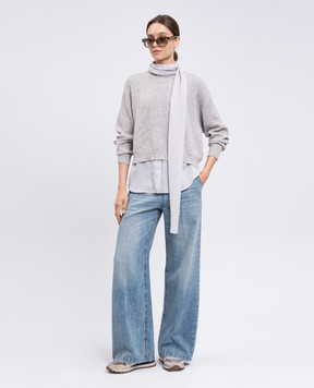 Brunello Cucinelli Бежевий джемпер з кашеміру з блузою M12213504P