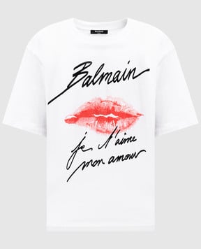 Balmain Біла футболка з принтом Kiss EF1EG110GE45