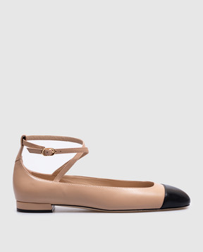 Stuart Weitzman Бежевые кожаные балетки EDEN STRAP SJ720
