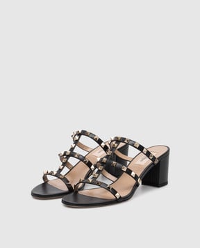 Valentino Черные кожаные мюли ROCKSTUD 6W2S0C47VOD