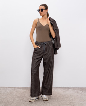 Brunello Cucinelli Коричневий топ з ланцюжком моніль M0T18BA702