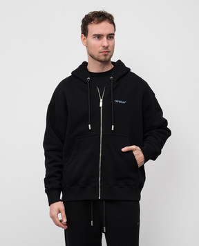Off-White Черная спортивная куртка с принтом эмблемы. OMBE015S25FLE004