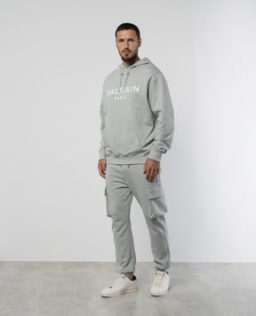 Balmain Сірі джогери карго з принтом логотипа DH1OB295BC64