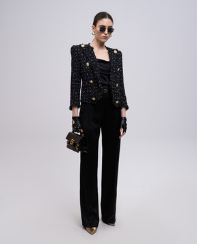 Balmain Черный топ из шелка EF0AD400SE95