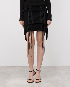 Helmut Lang Чорна спідниця міні зі шнурівкою P02HW301