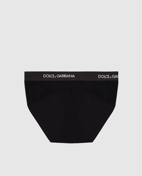 Dolce&Gabbana Дитячий набір чорних трусів-сліпів з логотипом L4J700ON00G