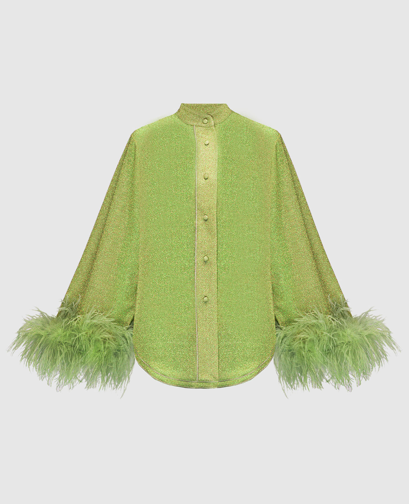 Зеленая блуза Lumiеre plumage с перьями страуса