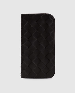Bottega Veneta Чорний шкіряний чохол Intrecciato Iphone 16 Pro Foglio 838801V2HL0
