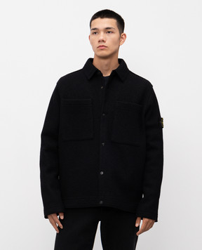 Stone Island Чорна утеплена сорочка з вовни K2S155100058S0IN1