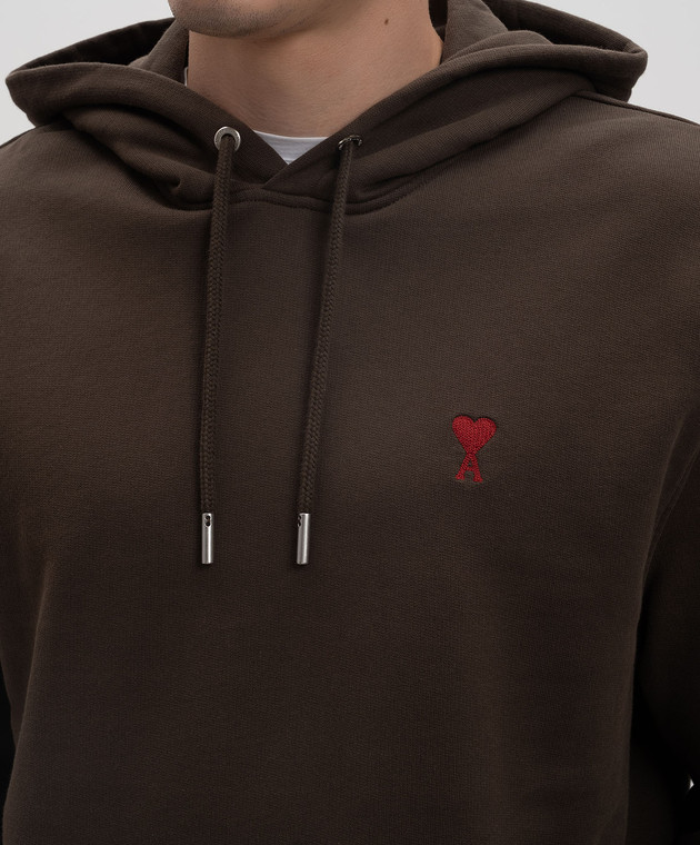 Ami Paris худи цвета хаки с вышивкой эмблемы USW235730 изображение 5