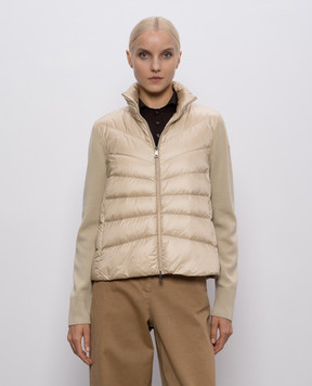 Moncler Бежевая пуховая куртка с шерстью K20939B00024M1131