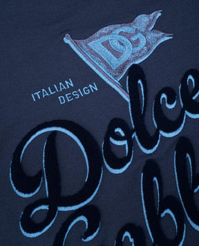 Dolce&Gabbana Детская синяя футболка с логотипом L4JTHVG7OJ146