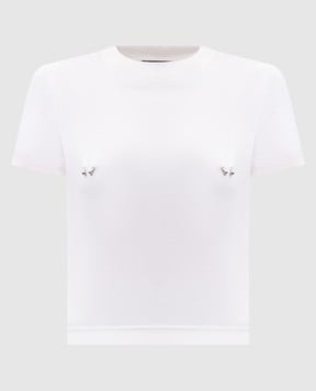 Thierry Mugler Біла укорочена футболка з пірсингом 25F3TS01086016