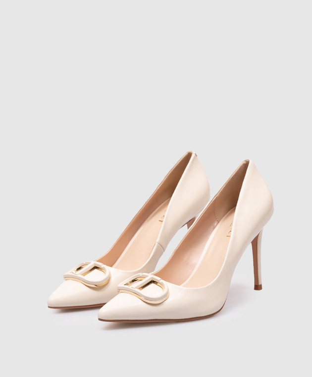 Twinset Белые кожаные туфли Oval T 251TCP060 изображение 2