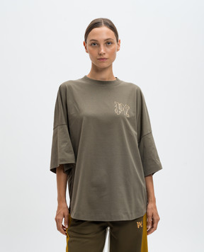 Palm Angels Футболка кольору хакі з вишивкою логотипа PWAA023F24JER002