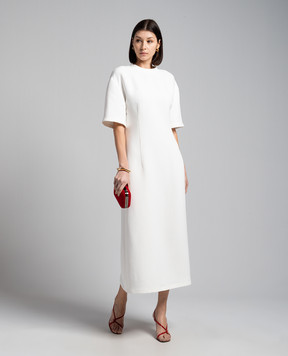 Valentino Біла сукня футляр міді Structured Couture 4B0VA8Q68HF
