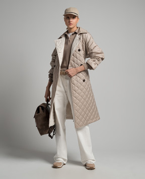 Brunello Cucinelli Бежевий стьобаний тренч MH5049672