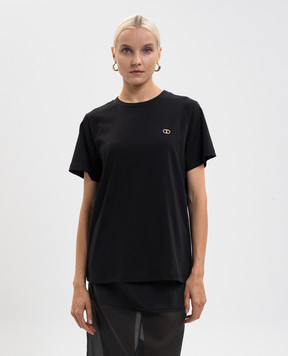 Twinset Чорна футболка з логотипом 252TP2057