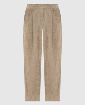 Brunello Cucinelli Бежевые вельветовые штаны MD574P8773