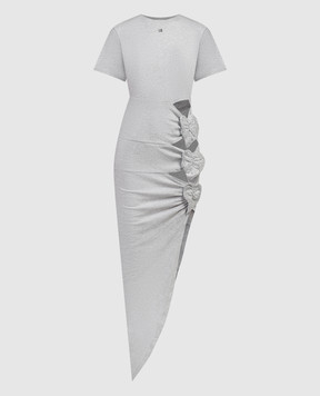 Giuseppe Di Morabito Milano Серое платье с аппликациями в виде цветов 02SSDR36502295