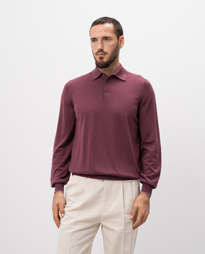 Brunello Cucinelli Бордове поло з вовни та шовку M2400295