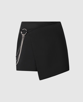 Dondup Черная юбка мини из шерсти с цепочками G564WS0110DXXXW