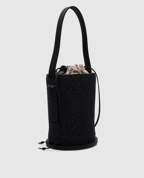 Max Mara Черная плетеная сумка BUCKET с логотипом BUCKET