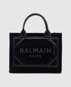Balmain Черная замшевая сумка-тоут B-Army с вышивкой логотипа. EN1FE900LDCY