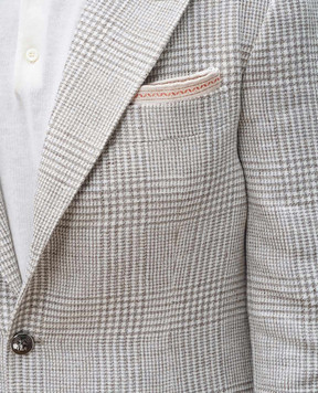 Brunello Cucinelli Бежевый платок-паше из шелка в принт MR8900091