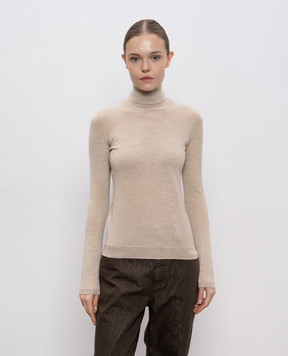 Brunello Cucinelli Бежевий гольф з кашеміром та шовком з люрексом M41800063P