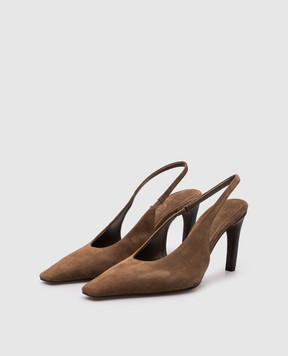 Brunello Cucinelli Коричневі замшеві слінгбеки з ланцюжком моніль MZSFC3058P