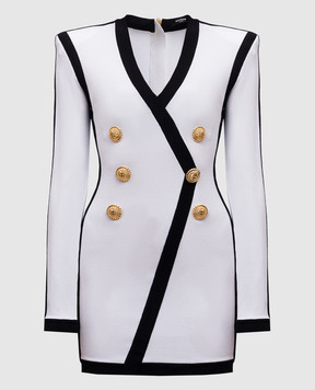 Balmain Белое платье мини с окантовкой EF0R8058KI48